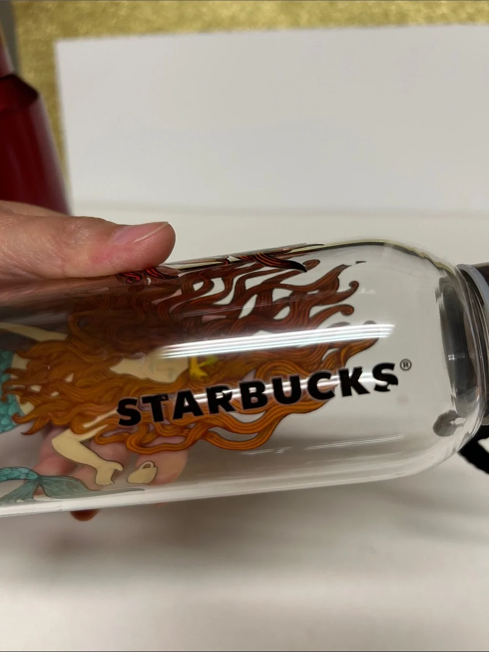 Starbucks Anniversary Glass Water Bottle Green Brown Siren 17Oz Limited 2017